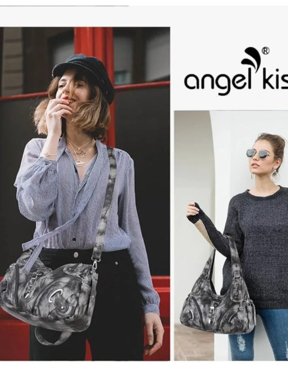 Large Black and Grey Handbag/Purse